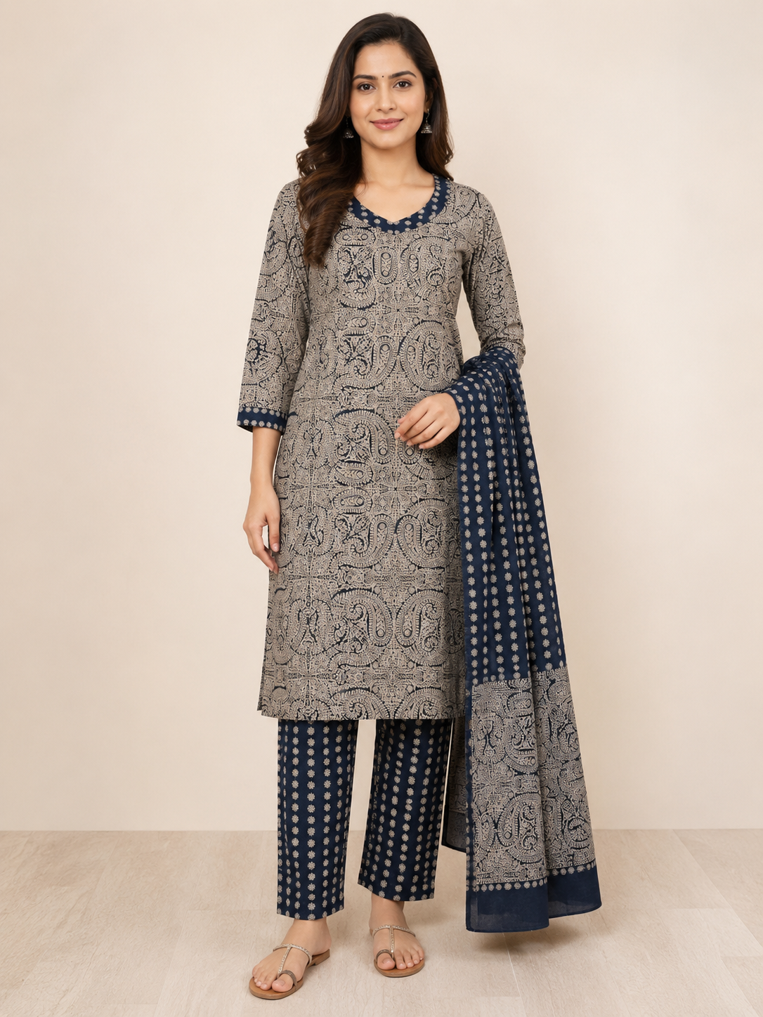 BLUE COTTON KURTA SET FOR CASUAL OUTING