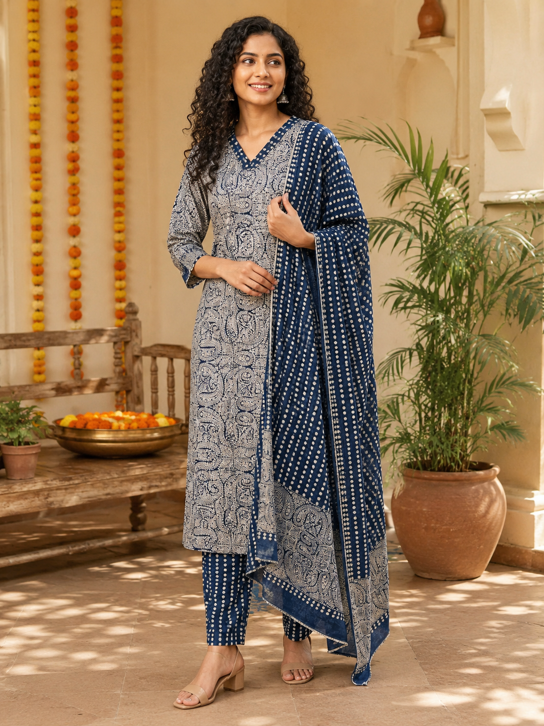 BLUE COTTON KURTA SET FOR CASUAL OUTING