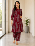 MAROON COTTON KURTI WITH PANT FOR DAY EVENT