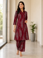 MAROON COTTON KURTI WITH PANT FOR DAY EVENT