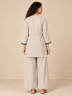 CREAM WHITE STRAIGHT LINE CO-ORD SET FOR DAY EVENT