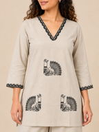 CREAM WHITE STRAIGHT LINE CO-ORD SET FOR DAY EVENT