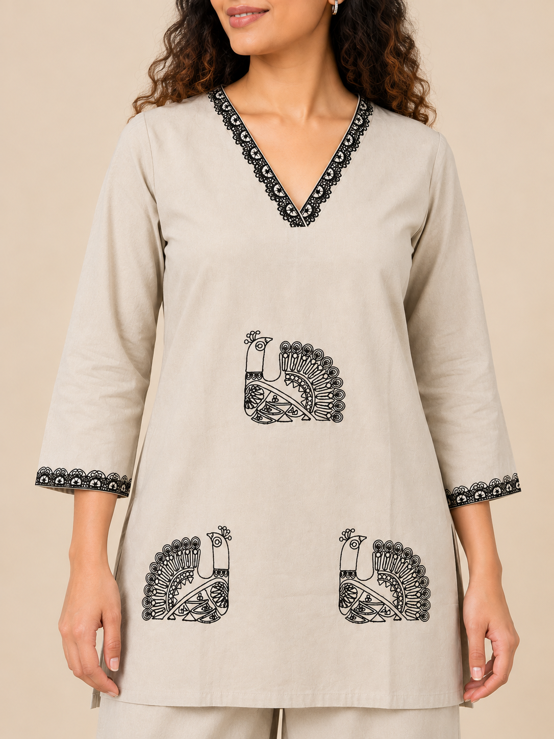 CREAM WHITE STRAIGHT LINE CO-ORD SET FOR DAY EVENT