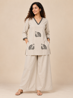 CREAM WHITE STRAIGHT LINE CO-ORD SET FOR DAY EVENT