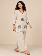 CREAM WHITE STRAIGHT LINE CO-ORD SET FOR DAY EVENT