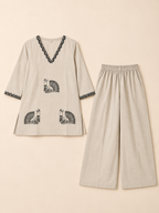 CREAM WHITE STRAIGHT LINE CO-ORD SET FOR DAY EVENT