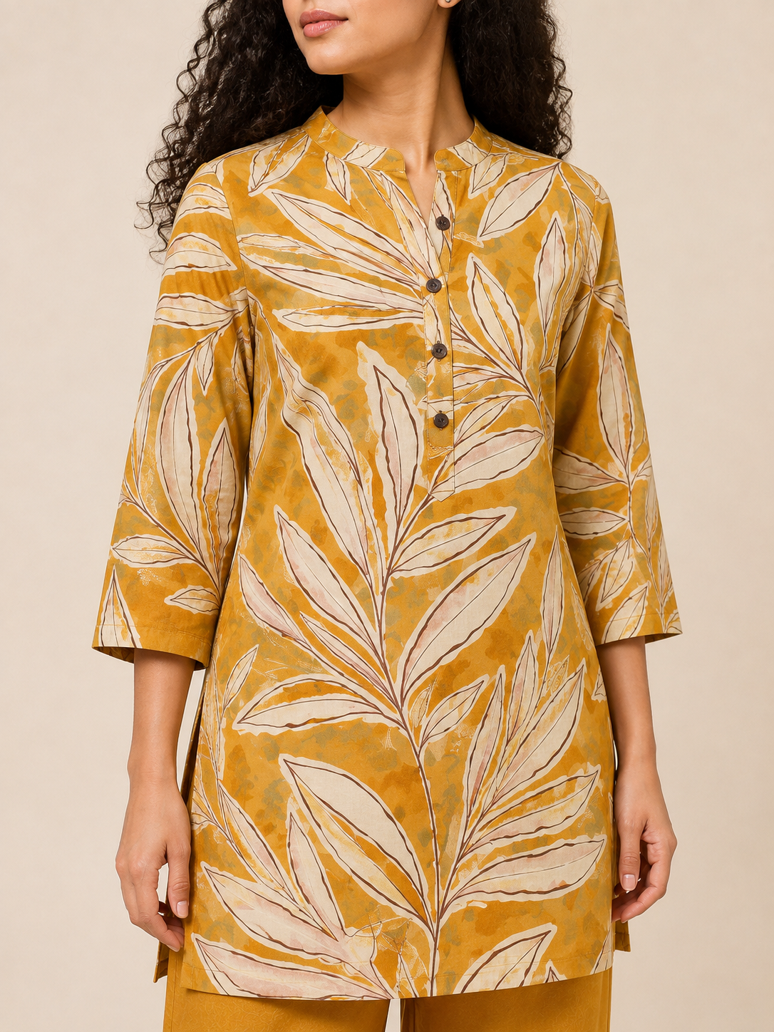 YELLOW COTTON STRAIGHT LINE CO-ORD SET FOR DAY OUT