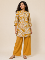 YELLOW COTTON STRAIGHT LINE CO-ORD SET FOR DAY OUT