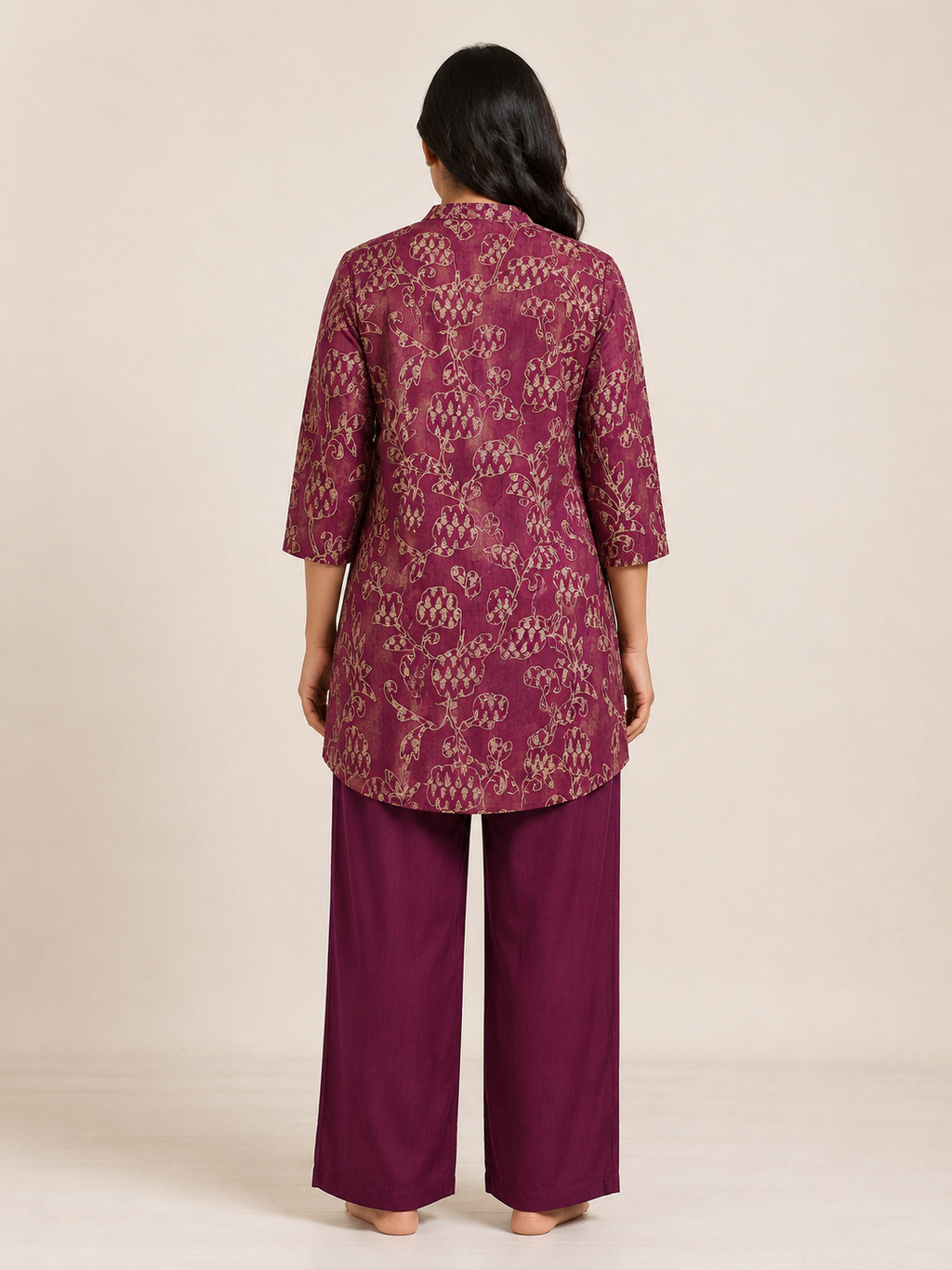 PEACH PINK COTTON STRAIGHT LINE CO-ORD SET FOR CASUAL WEAR