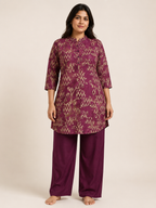 PEACH PINK COTTON STRAIGHT LINE CO-ORD SET FOR CASUAL WEAR
