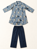 BLUE COTTON STRAIGHT LINE CO-ORD SET FOR DAY EVENT