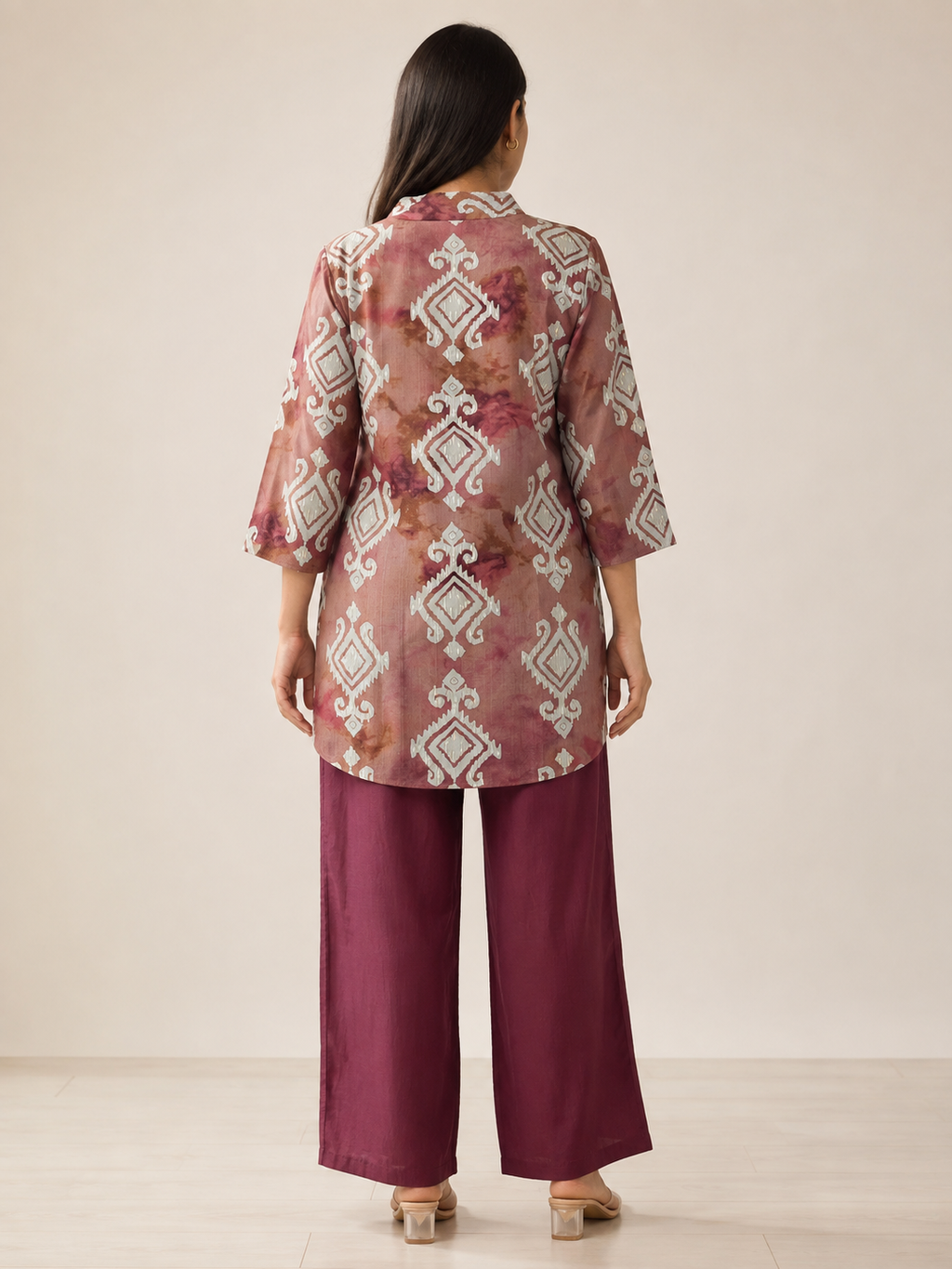 PINK COTTON STRAIGHT LINE CO-ORD SET FOR DAY EVENT