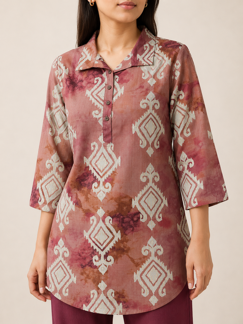 PINK COTTON STRAIGHT LINE CO-ORD SET FOR DAY EVENT