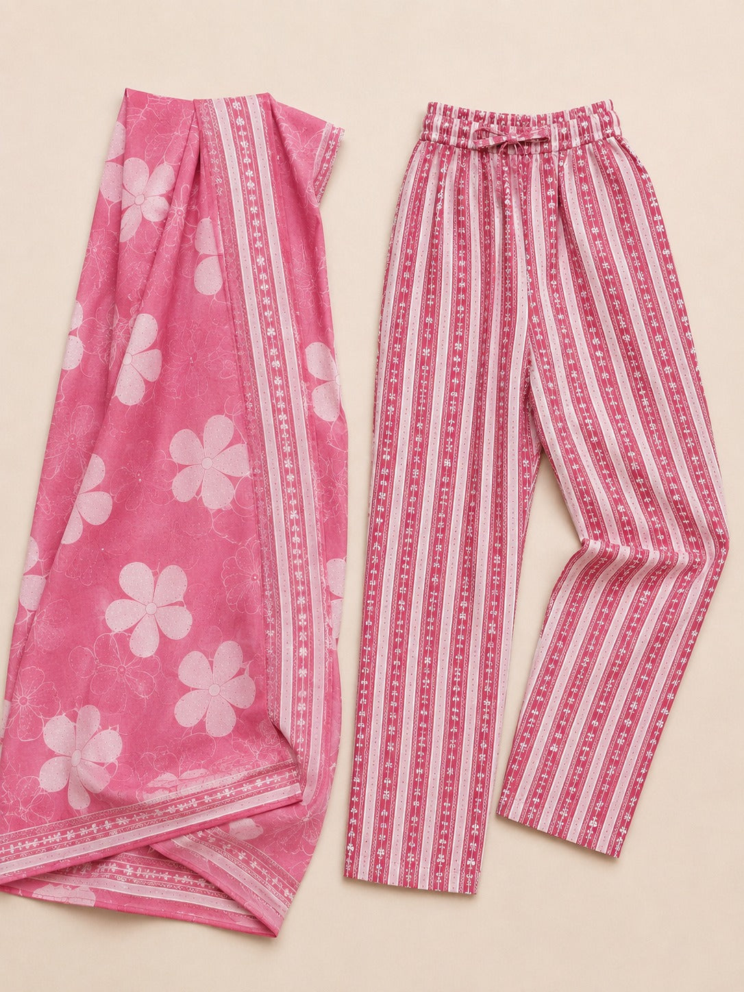 PINK COTTON STRAIGHT LINE KURTA SET FOR DAY OUT