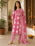 PINK COTTON STRAIGHT LINE KURTA SET FOR DAY OUT