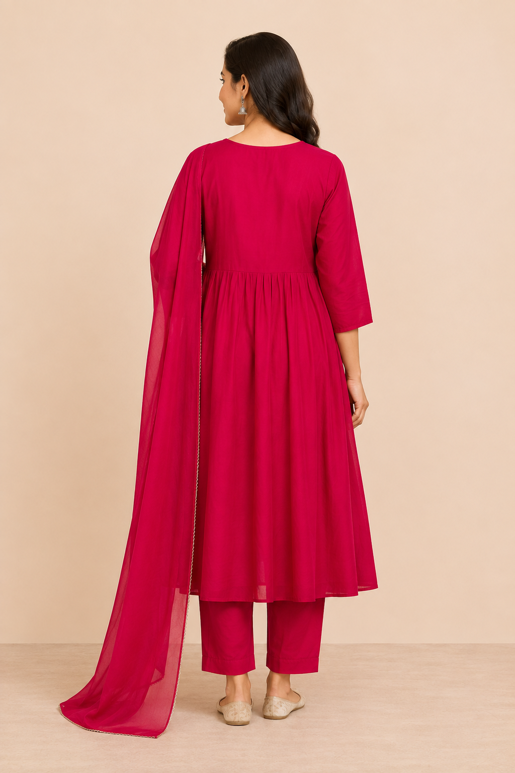 PINK A-LINE KURTA SET FOR FESTIVAL