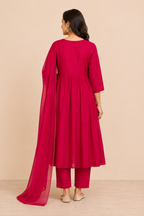 PINK A-LINE KURTA SET FOR FESTIVAL
