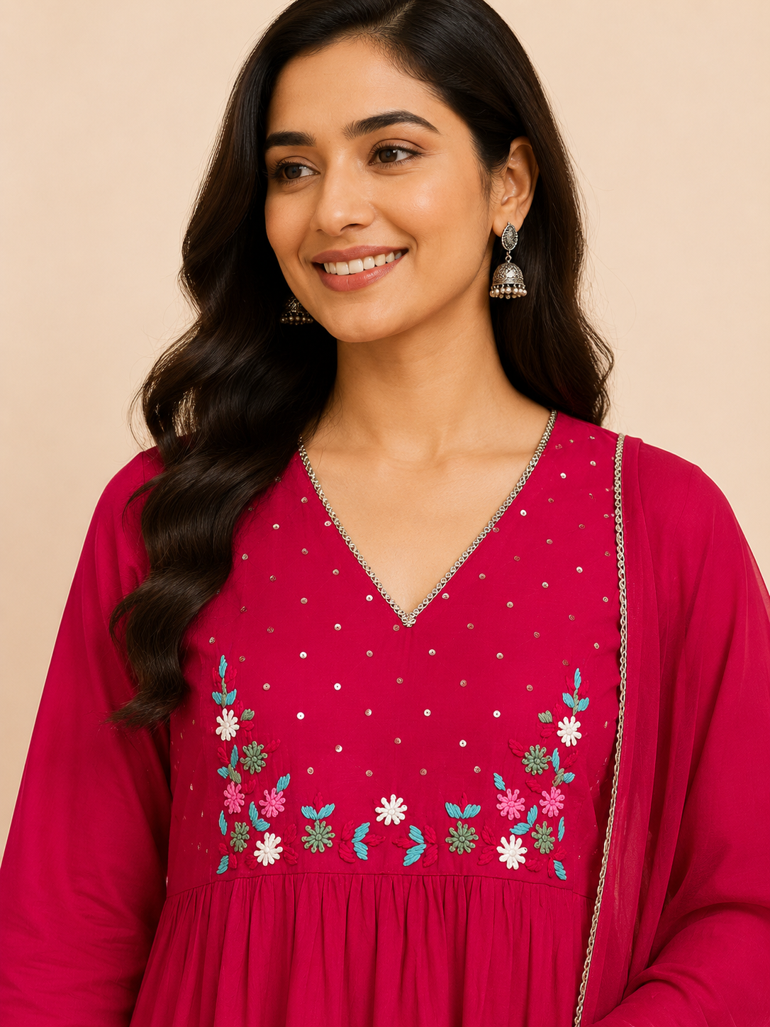 PINK A-LINE KURTA SET FOR FESTIVAL