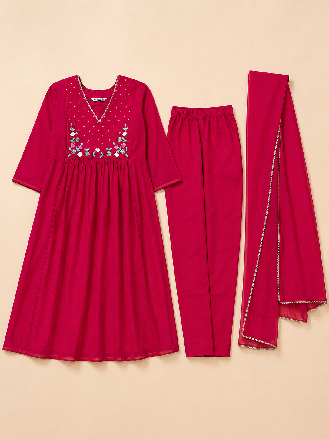 PINK A-LINE KURTA SET FOR FESTIVAL