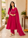 PINK A-LINE KURTA SET FOR FESTIVAL