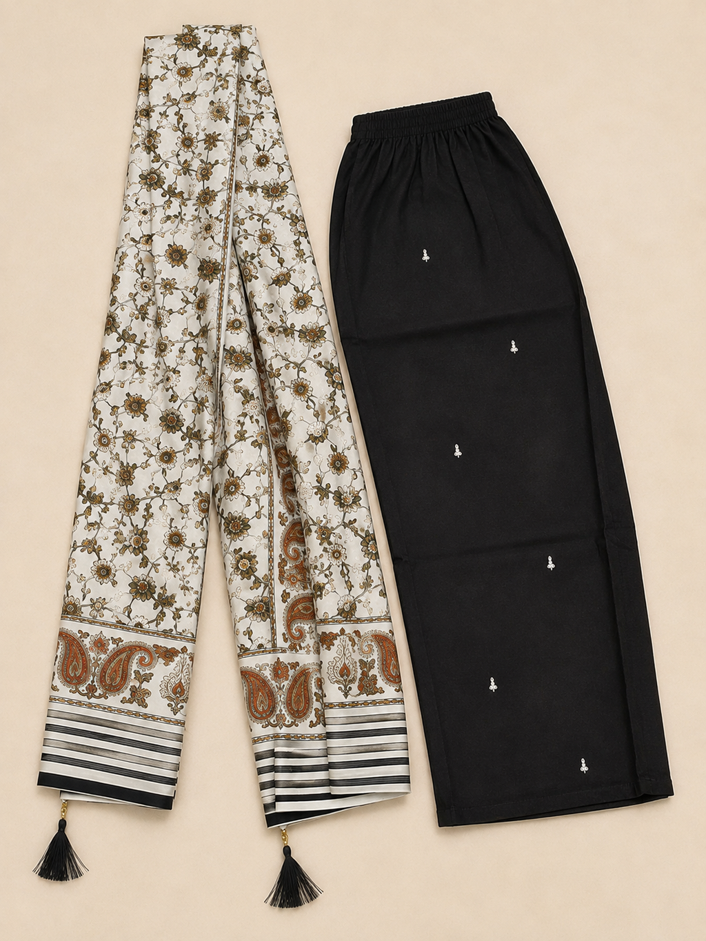 BLACK COTTON STRAIGHT FIT KURTA SET FOR FESTIVAL