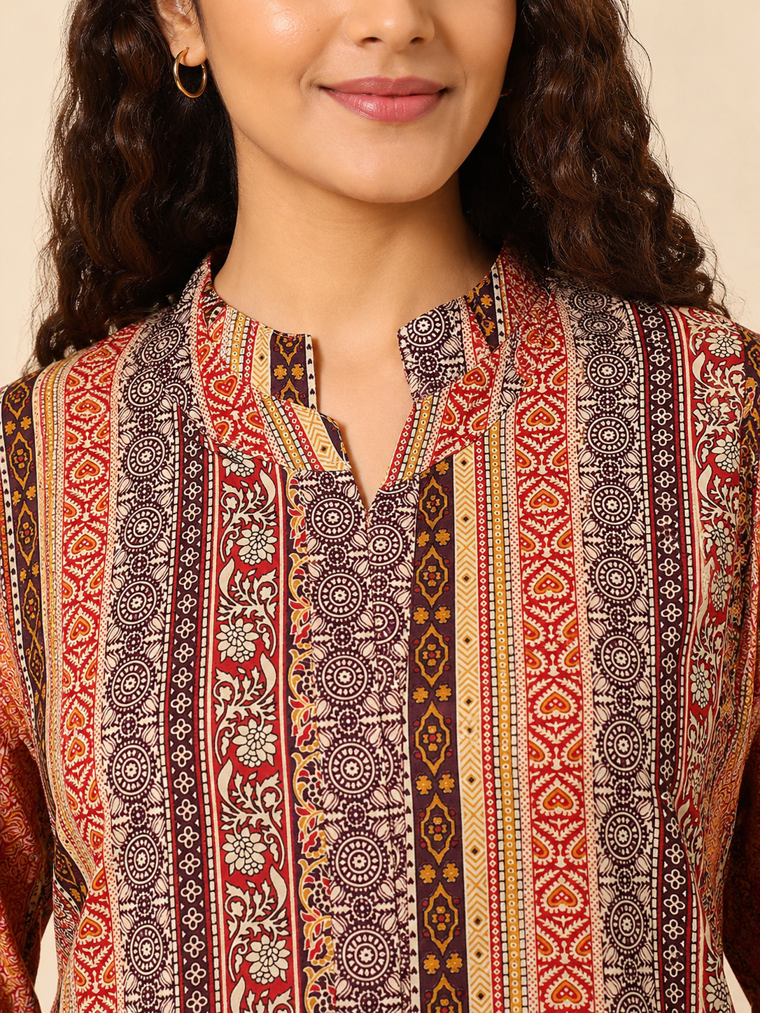 MULTICOLOUR COTTON A-LINE KURTA FOR CASUAL OUTING