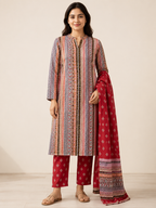 MULTICOLOUR COTTON A-LINE KURTA FOR CASUAL OUTING