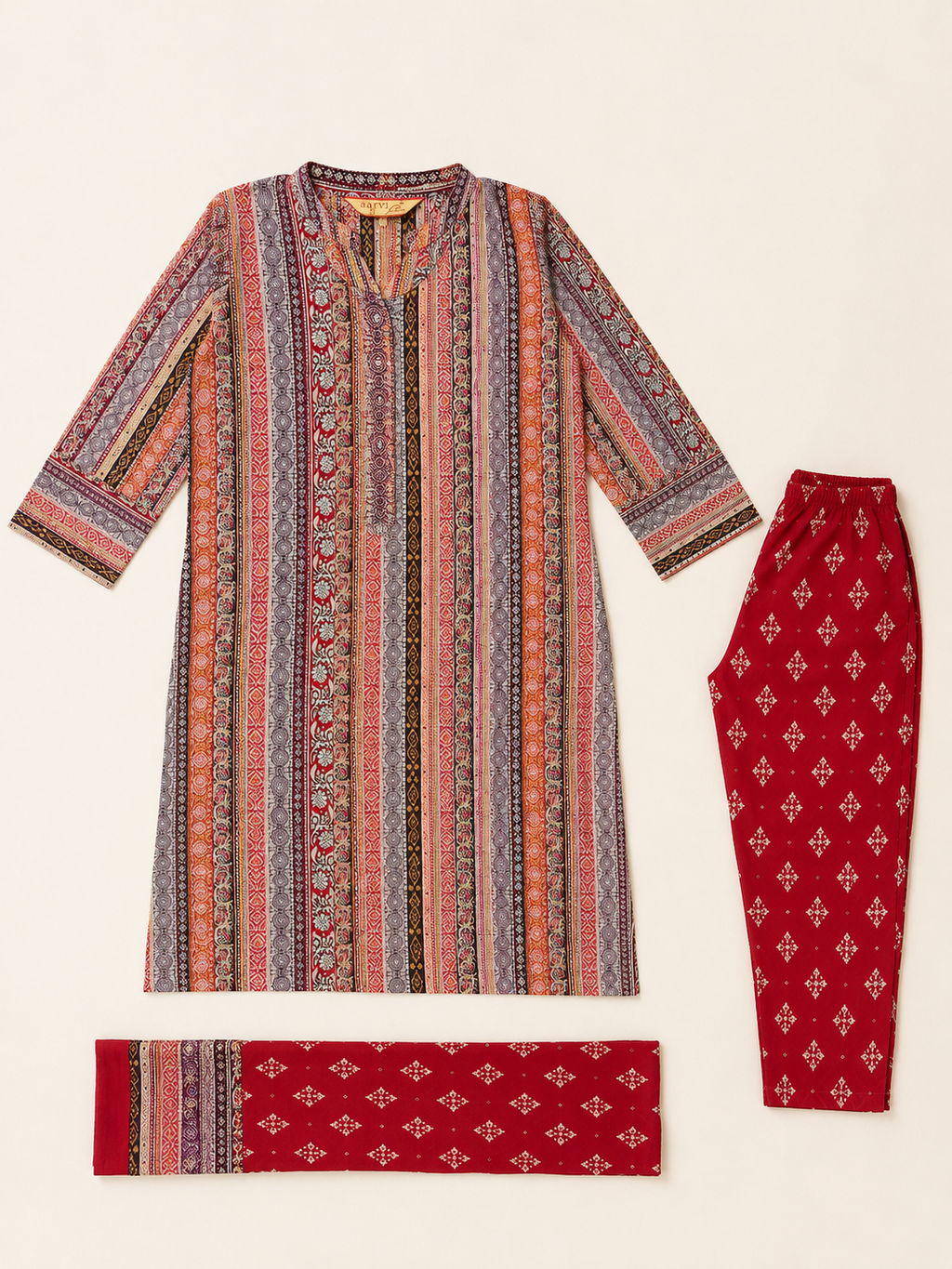 MULTICOLOUR COTTON A-LINE KURTA FOR CASUAL OUTING