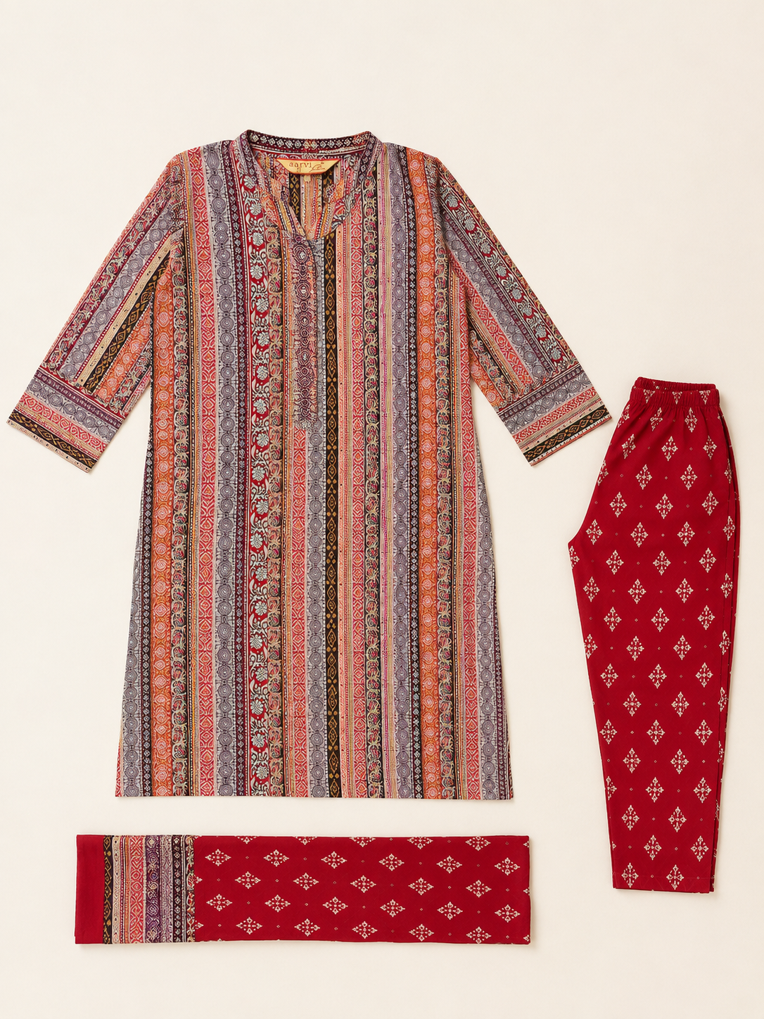 MULTICOLOUR COTTON A-LINE KURTA FOR CASUAL OUTING