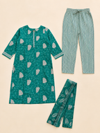 GREEN COTTON KURTA SET FOR DAY OUT