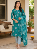 GREEN COTTON KURTA SET FOR DAY OUT