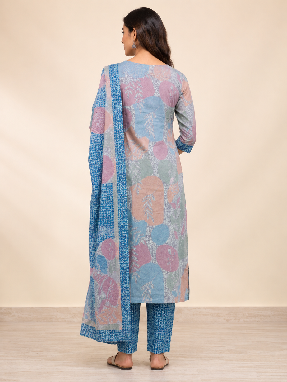 BLUE COTTON STRAIGHT KURTA SET FOR CASUAL OUTING