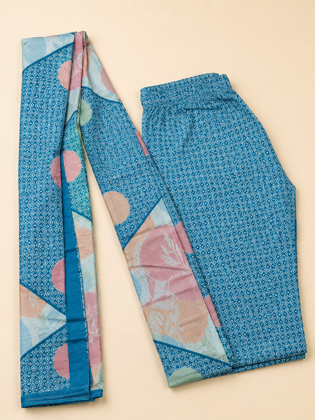 BLUE COTTON STRAIGHT KURTA SET FOR CASUAL OUTING