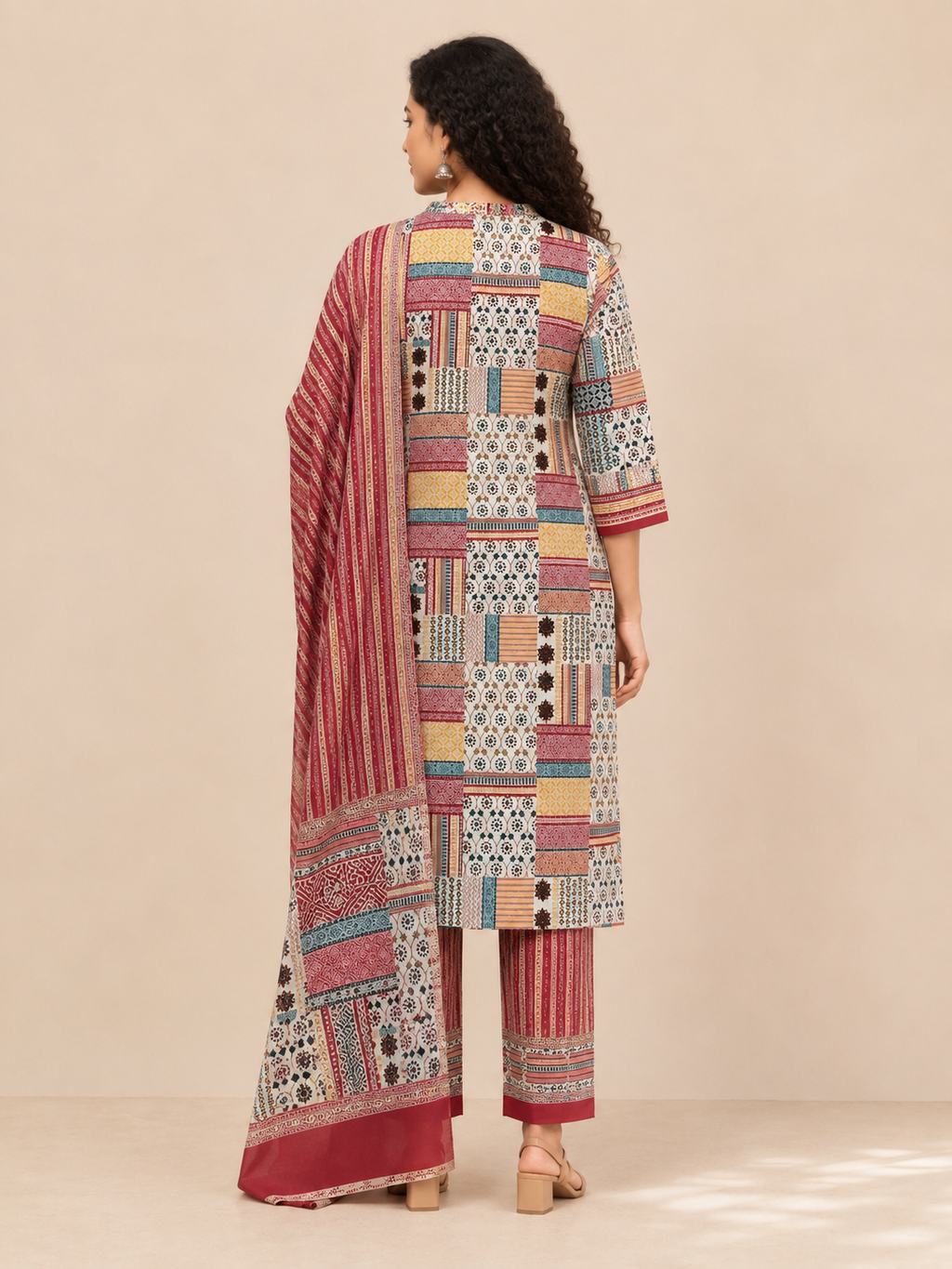 MULTI COLOUR STRAIGHT LINE COTTON KURTA SET FOR FESTIVAL