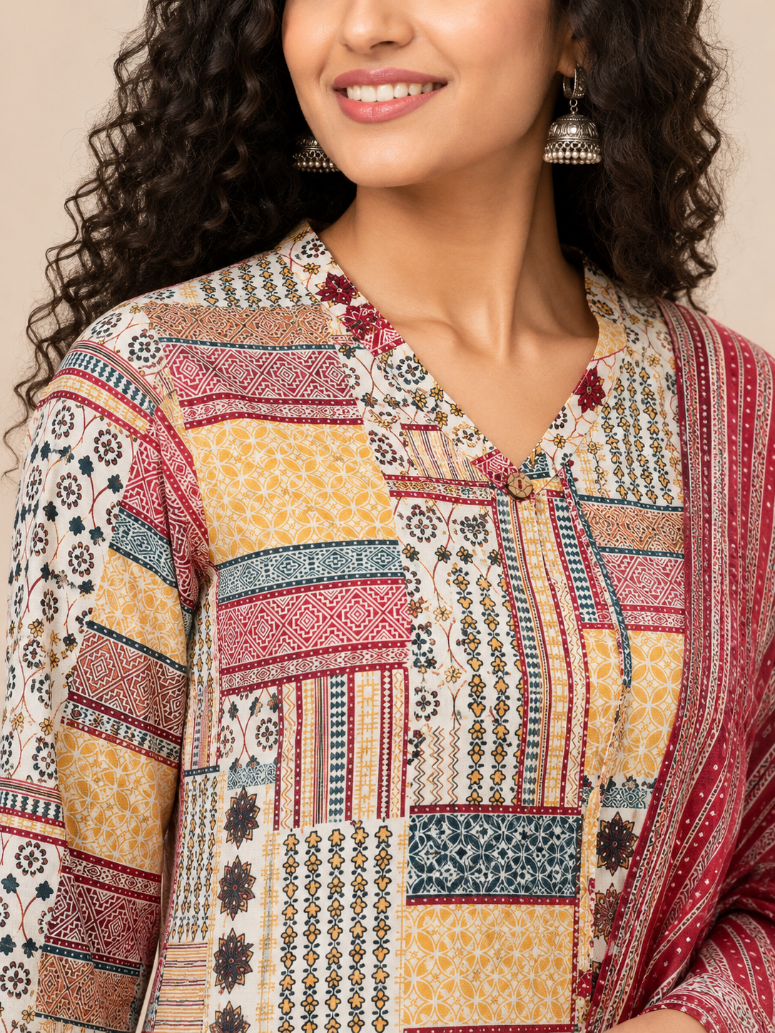 MULTI COLOUR STRAIGHT LINE COTTON KURTA SET FOR FESTIVAL