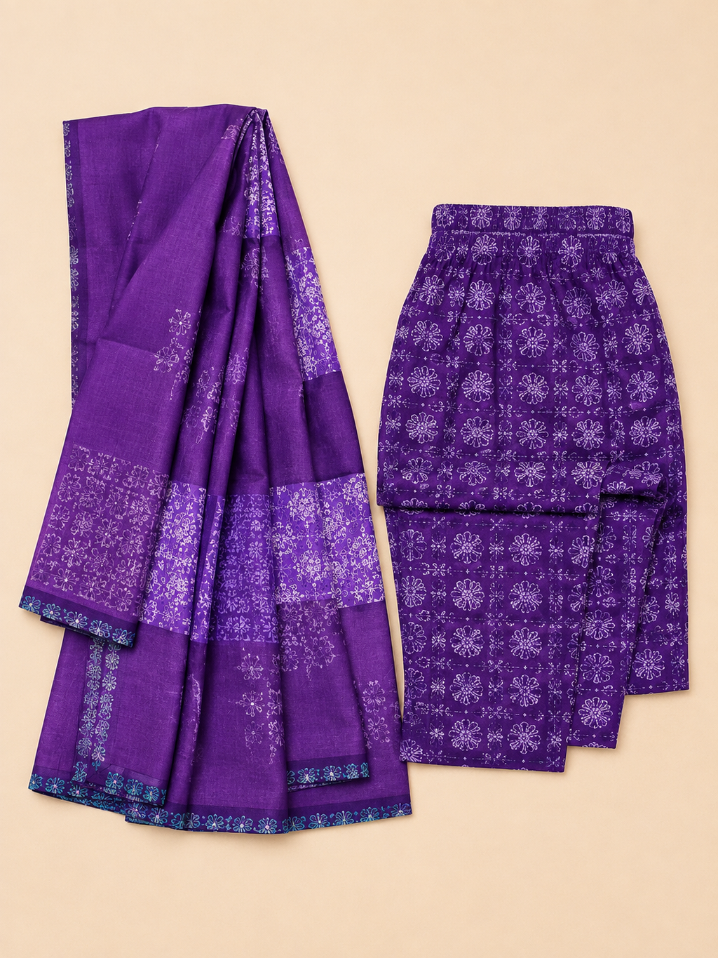 PURPLE COTTON KURTA SET FOR FESTIVAL