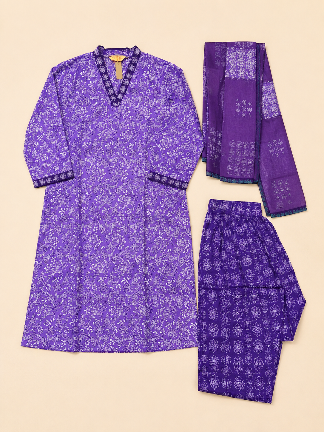 PURPLE COTTON KURTA SET FOR FESTIVAL