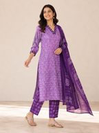 PURPLE COTTON KURTA SET FOR FESTIVAL
