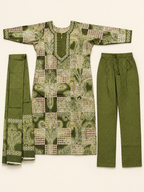 GREEN COTTON KURTA SET FOR CASUAL OUTING