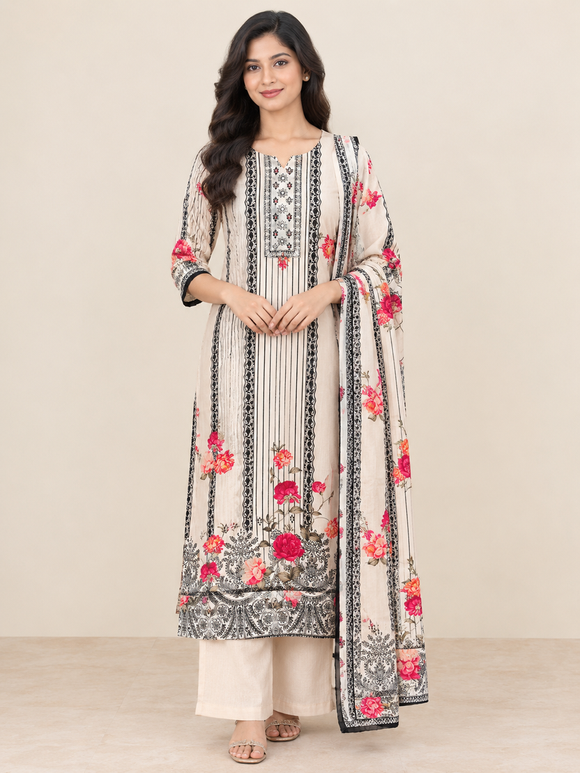CREAM WHITE KURTA SET FOR FESTIVAL