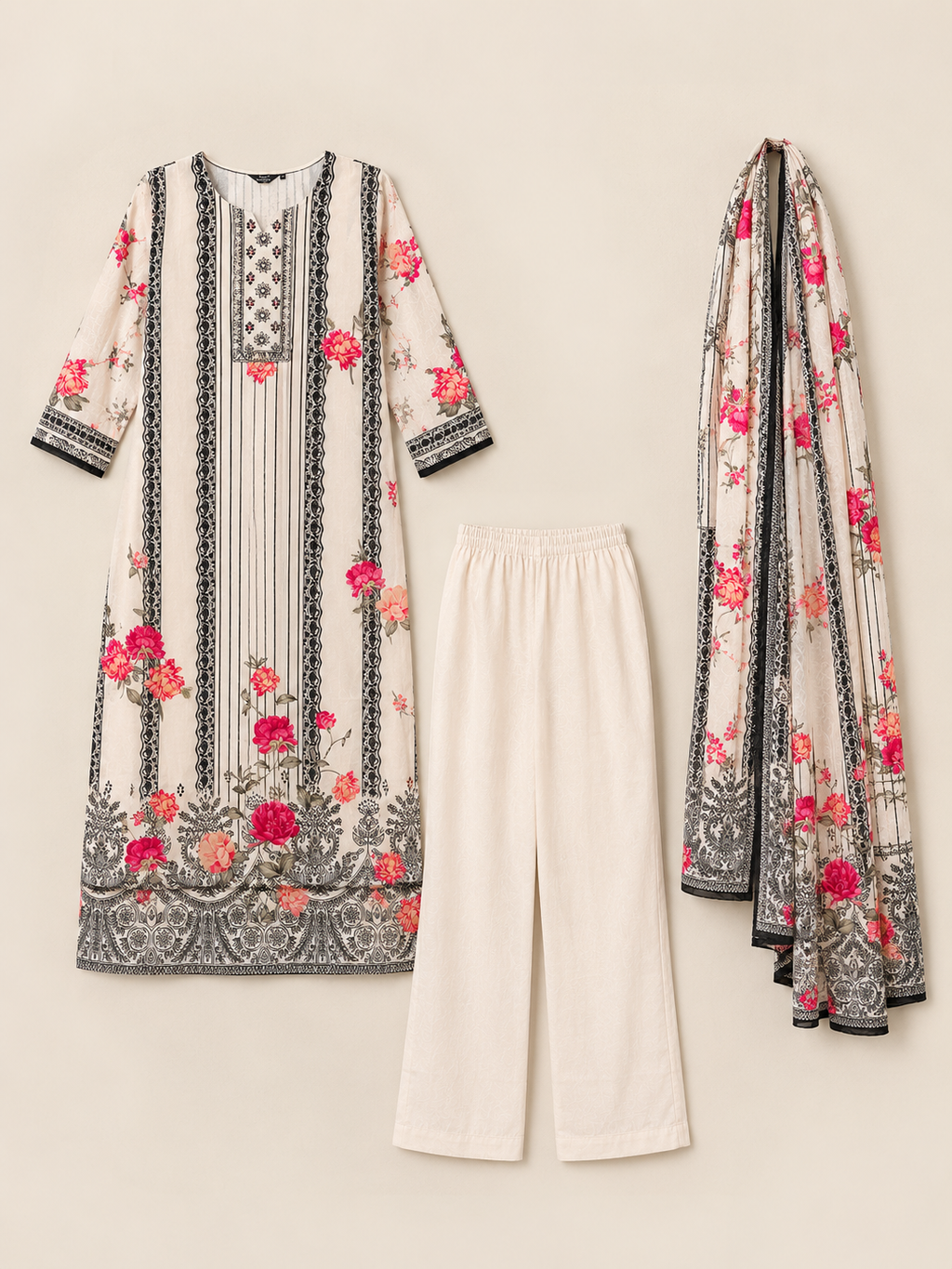 CREAM WHITE KURTA SET FOR FESTIVAL