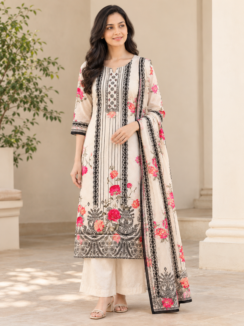 CREAM WHITE KURTA SET FOR FESTIVAL