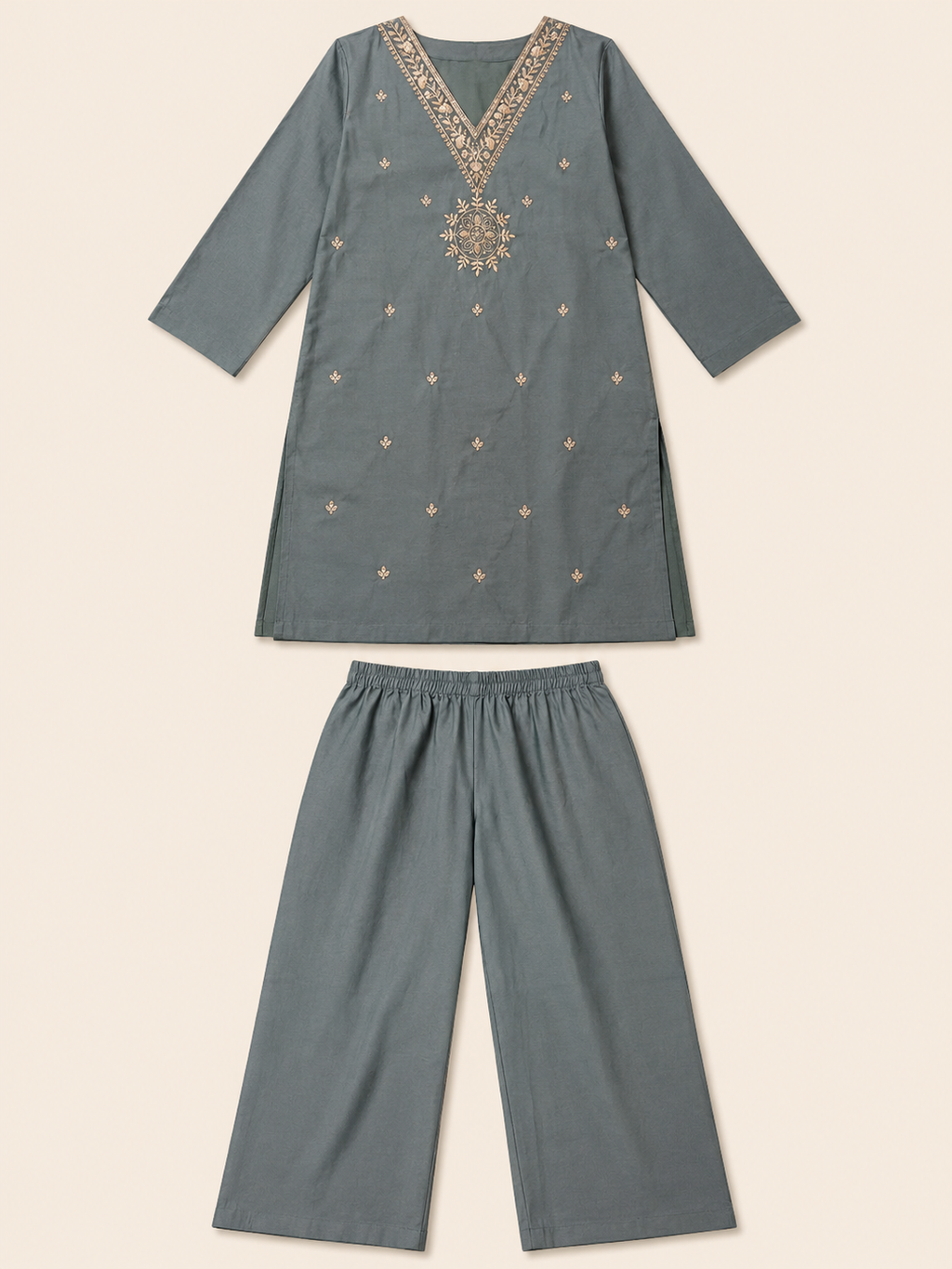 GREY COTTON KURTA WITH PANT FOR FESTIVAL