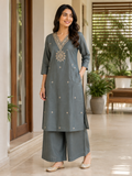 GREY COTTON KURTA WITH PANT FOR FESTIVAL