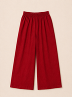 RED COTTON STRAIGHT LINE KURTA WITH PANT FOR DAY EVENT
