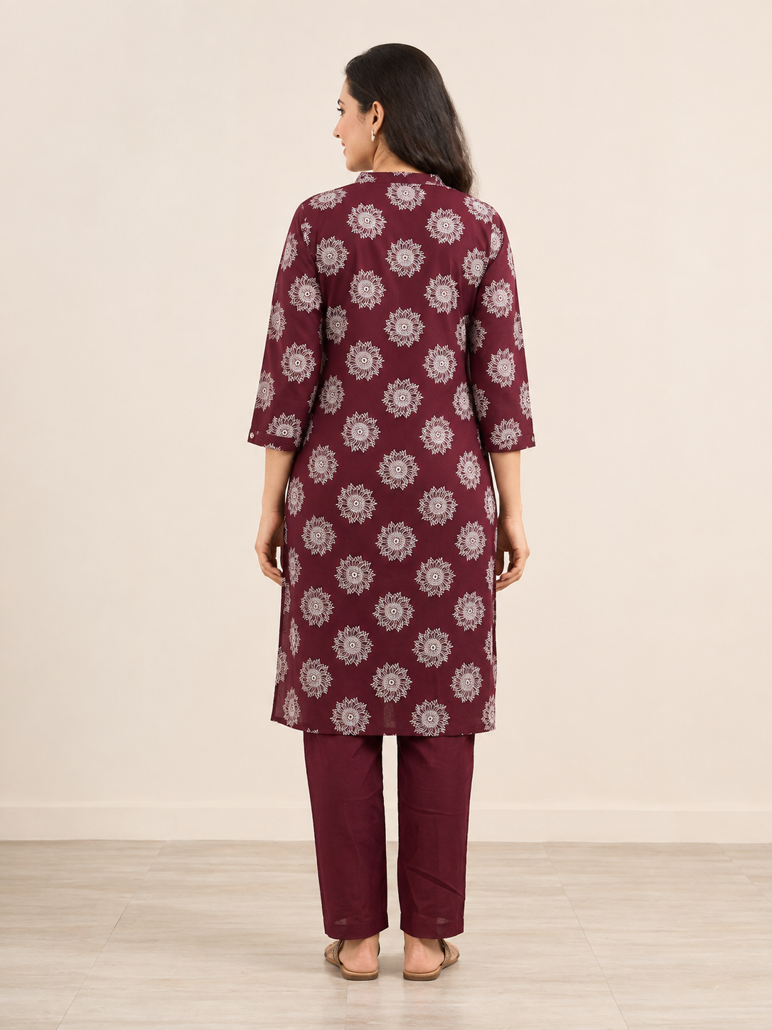 MAROON COTTON KURTA WITH PANT FOR CASUAL WEAR