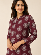 MAROON COTTON KURTA WITH PANT FOR CASUAL WEAR