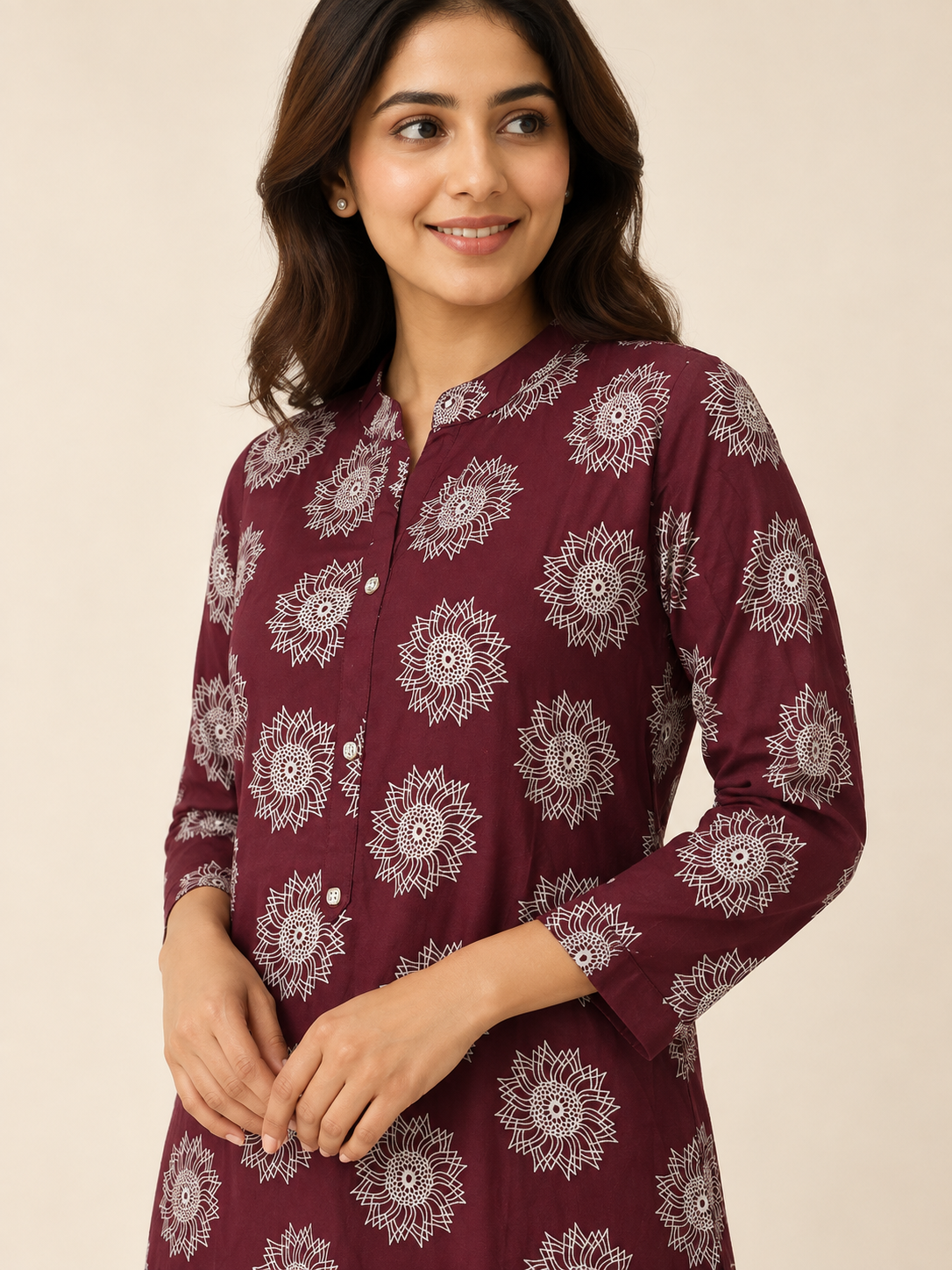 MAROON COTTON KURTA WITH PANT FOR CASUAL WEAR