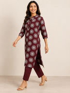 MAROON COTTON KURTA WITH PANT FOR CASUAL WEAR