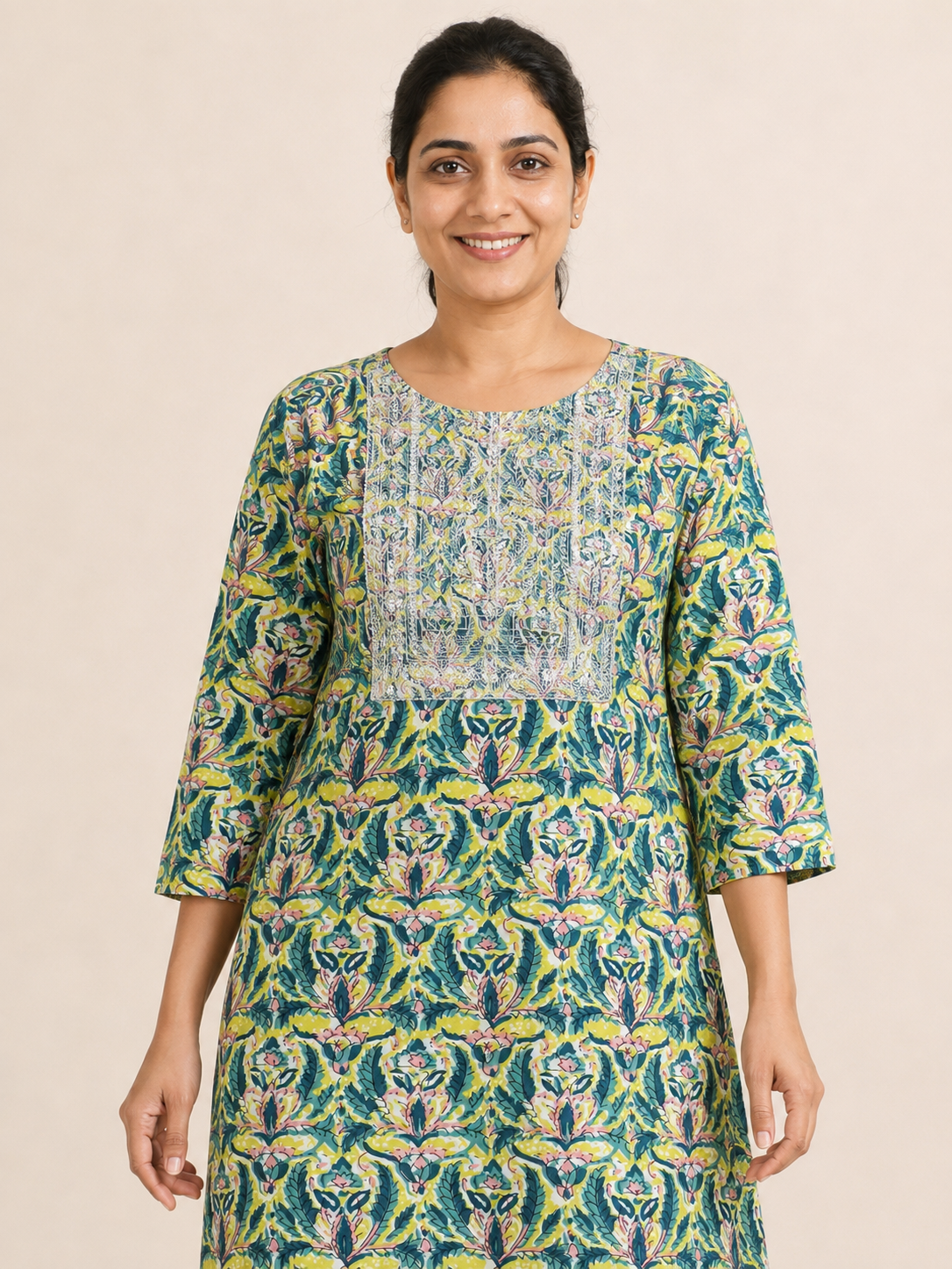 GREEN COLOUR COTTON KURTA WITH PANT FOR CASUAL WEAR